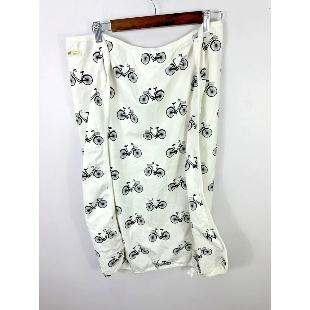 Monica + Andy Swaddle Blanket Baby OS White Bicycle Print Organic Cotton Stretch